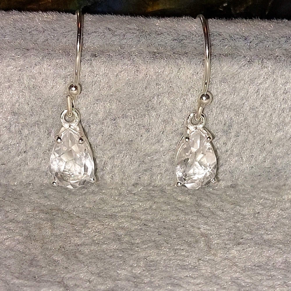 Elegant Teardrop White Topaz Earrings
